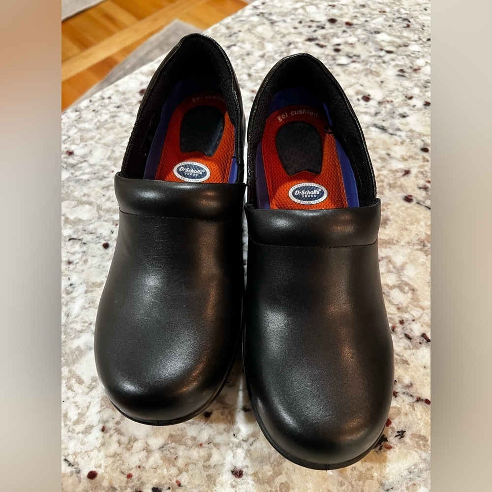 Dr. Scholls Slip Resistant Black Leather Career Clogs Size 7.5 - Picture 9 of 10